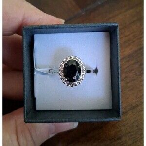Black Onyx Ring 925 Sterling Silver Natural Size 8 Adjustable NWT